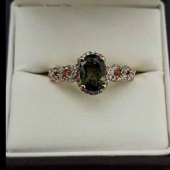 Jewelry - Chrome Tourmaline & White Ziron Halo Enfinity Style Ring.